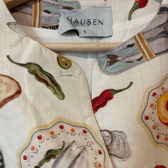 Hausen Cream Italian Picnic Sleeveless Button Up Martha Top Women's Size Small - Picture 4 of 7